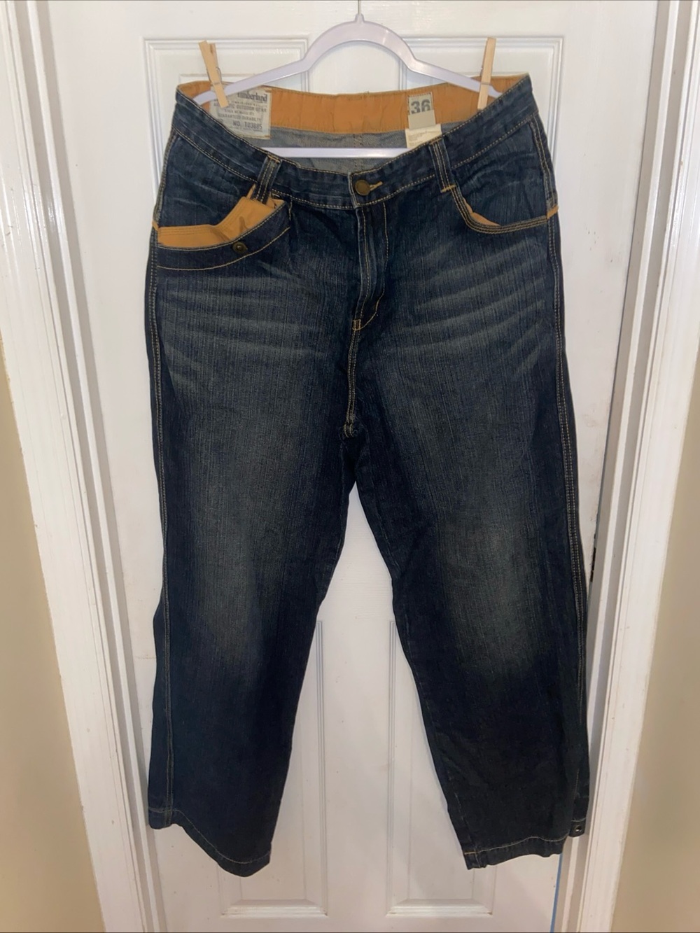 Timberland Dark Blue Jeans with Tan Accents
